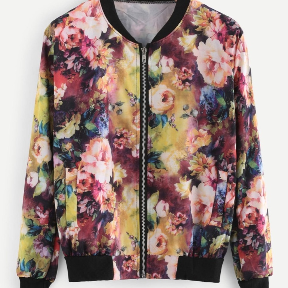 🌸Floral lightweight zip front jacket🌸 - Picture 1 of 6